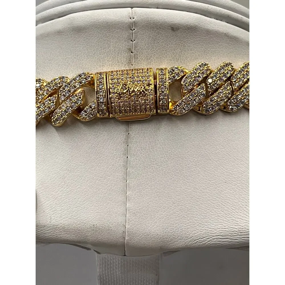 Gold Presidents Designer‎ Pres Cuban Link Cubic Zirconia 18k Gold Plated (12MM)